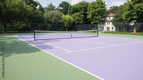 Wallpaper Mural Outdoor Tennis Court Lilac Green Surface Summer Day Torontodigital.ca
