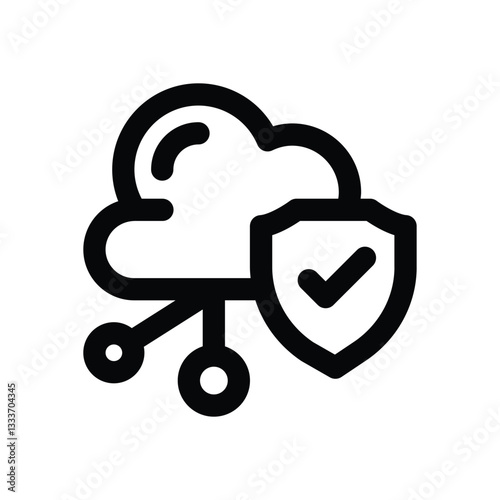 cloud security line icon. Clean and minimalist vector icon for websites, mobile apps, presentations, and logos. Fully scalable and customizable for any project.
