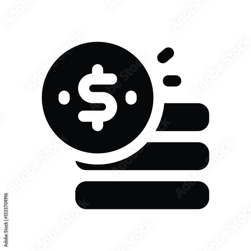 coin glyph icon. Strong and solid vector icon for websites, mobile interfaces, presentations, and visual branding. High quality and easy to edit.