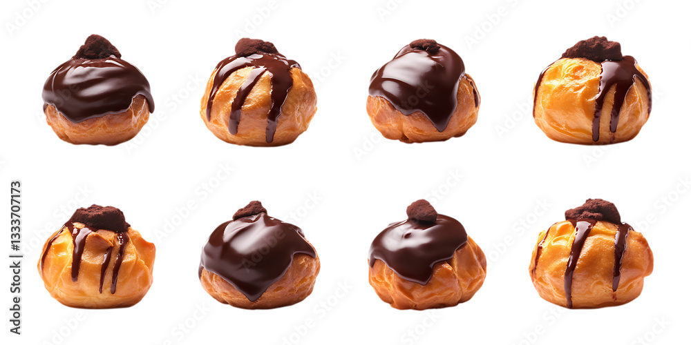 Fototapeta premium Pack Profiterole Set on Transparent Background for Desserts, Bakery, and Food Design