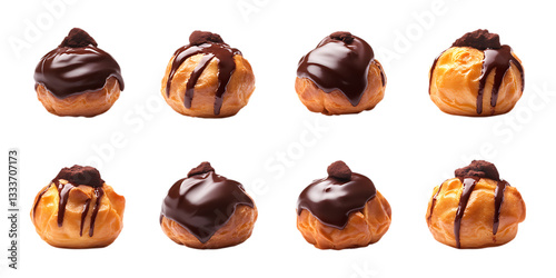 Pack Profiterole Set on Transparent Background for Desserts, Bakery, and Food Design