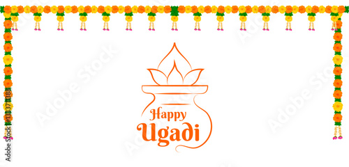Ugadi traditional festival holiday background for the New Year s Day for the states of Andhra Pradesh, Telangana, and Karnataka in India