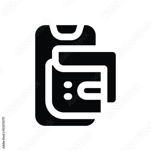 digital wallet glyph icon. Strong and solid vector icon for websites, mobile interfaces, presentations, and visual branding. High quality and easy to edit.