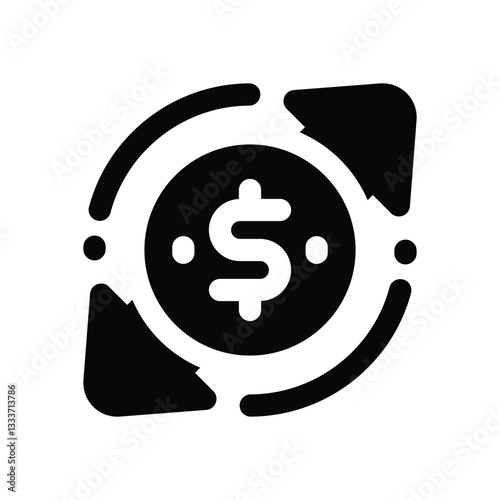 money transaction glyph icon. Strong and solid vector icon for websites, mobile interfaces, presentations, and visual branding. High quality and easy to edit.