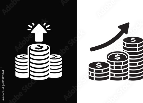 Stack of Coins Icon Silhouette Vector Design
