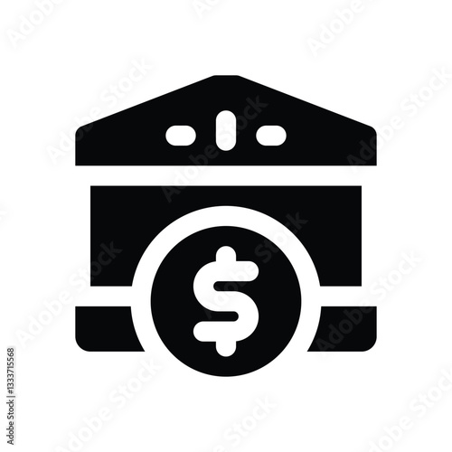 bank glyph icon. Strong and solid vector icon for websites, mobile interfaces, presentations, and visual branding. High quality and easy to edit.