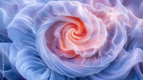 Ethereal Swirling Rose with Delicate Blue and Pink Petals