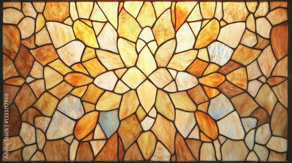 Abstract Stained Glass Mosaic in Warm Tones