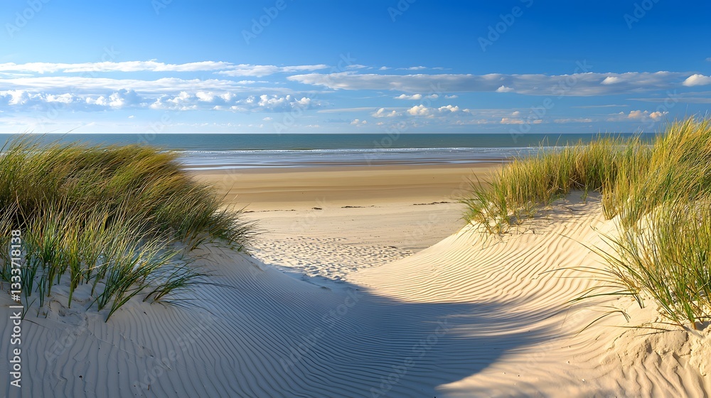 Scenic Seascape Sandy Beach Path Through Coastal Dunes Ocean View Scenic Seascape Sandy Beach Path Through Coastal Dunes Ocean View
