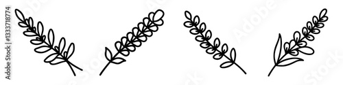 lavender sprig icon, lavender sprig line art - simple line art of lavender sprig, perfect for lavender sprig logos and icons