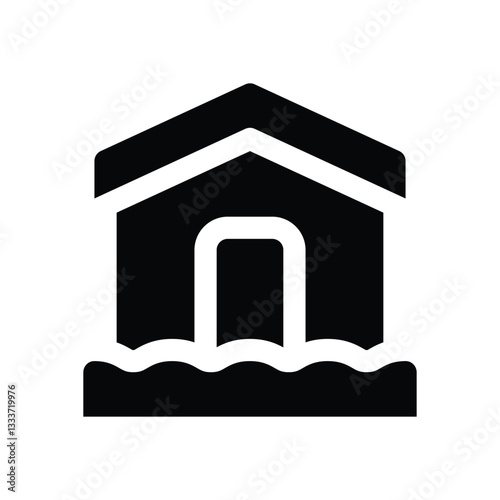 flood glyph icon. Strong and solid vector icon for websites, mobile interfaces, presentations, and visual branding. High quality and easy to edit.