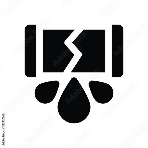 broken pipe glyph icon. Strong and solid vector icon for websites, mobile interfaces, presentations, and visual branding. High quality and easy to edit.