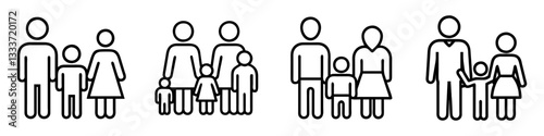 family outing icon, family outing line art - simple line art of family outing, perfect for family outing logos and icons