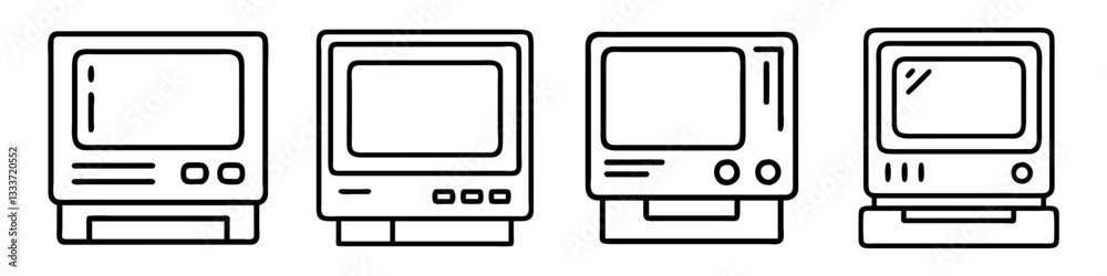 80s computer monitor icon, 80s computer monitor line art - simple line art of 80s computer monitor, perfect for 80s computer monitor logos and icons 80s computer monitor icon, 80s computer monitor line art - simple line art of 80s computer monitor, perfect for 80s computer monitor logos and icons