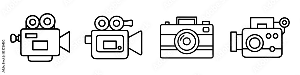 analog film camera icon, analog film camera line art - simple line art of analog film camera, perfect for analog film camera logos and icons analog film camera icon, analog film camera line art - simple line art of analog film camera, perfect for analog film camera logos and icons