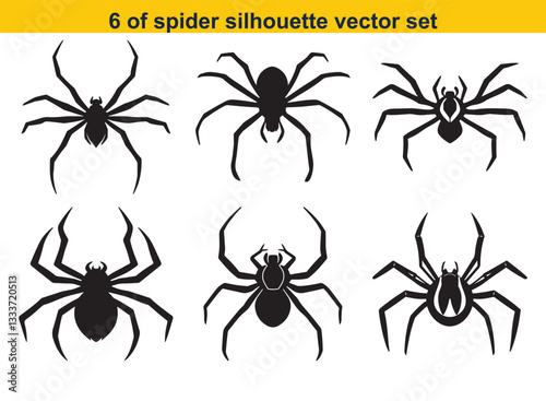 Set of spider insect icon sticker flat silhouette art vector for Halloween Design