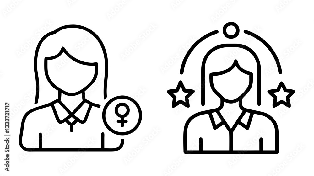 female role model icon, female role model line art - simple line art of female role model, perfect for female role model logos and icons female role model icon, female role model line art - simple line art of female role model, perfect for female role model logos and icons