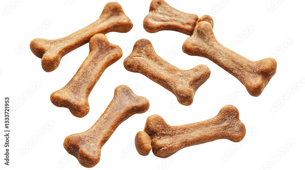 Dog bones for pet treats, scattered, isolated on white background Dog bones for pet treats, scattered, isolated on white background