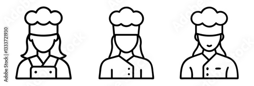 woman chef icon, woman chef line art - simple line art of woman chef, perfect for woman chef logos and icons