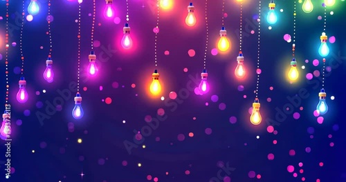 Colorful lights illuminate a festive backdrop for celebrations and gatherings at night