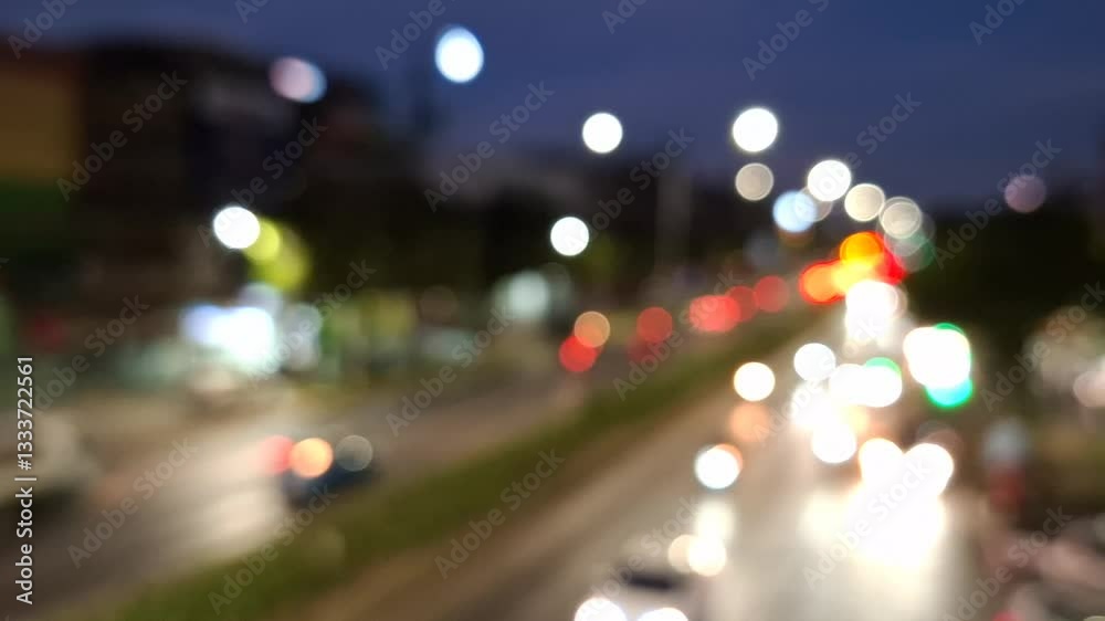 City Lights Bokeh: An abstract view of city lights at dusk, showcasing the blurred lights of vehicles, streetlights, and building illuminations creating a beautiful bokeh effect. City Lights Bokeh: An abstract view of city lights at dusk, showcasing the blurred lights of vehicles, streetlights, and building illuminations creating a beautiful bokeh effect.