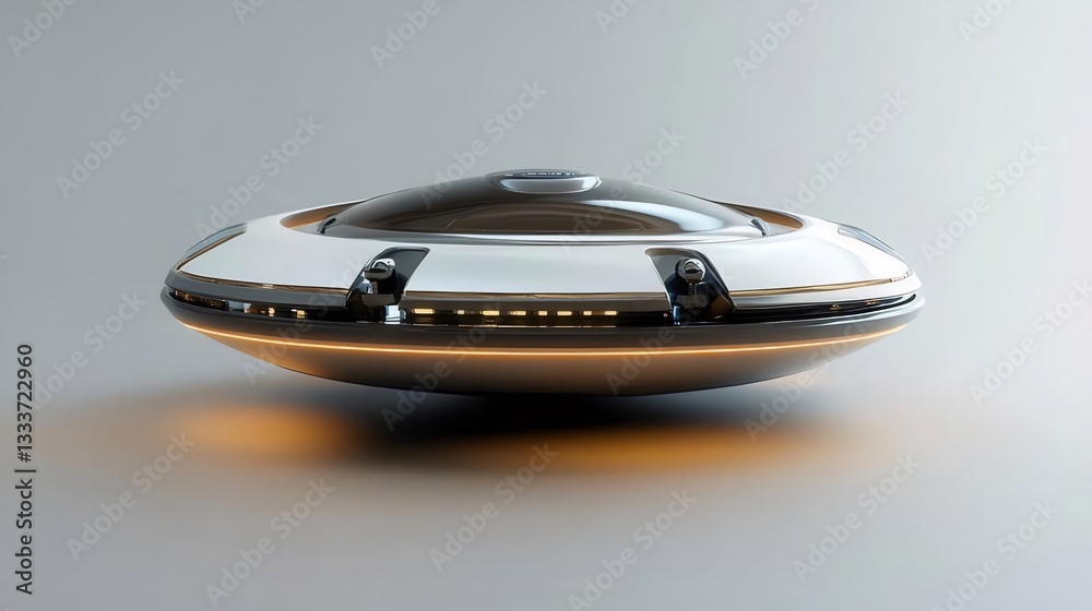 White and Silver Futuristic Spaceship with Orange Lights White and Silver Futuristic Spaceship with Orange Lights