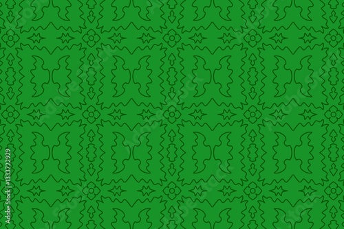 green seamless pattern with flowers