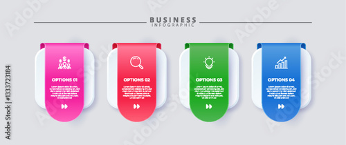 Minimalist timeline infographic template with four steps. Clean and simple design for business presentations, workflow charts, and strategic planning. Vector illustration.