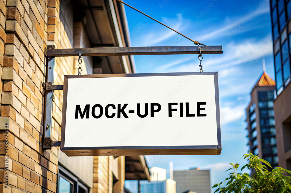 Obraz premium Business Signage on Building Facade in City