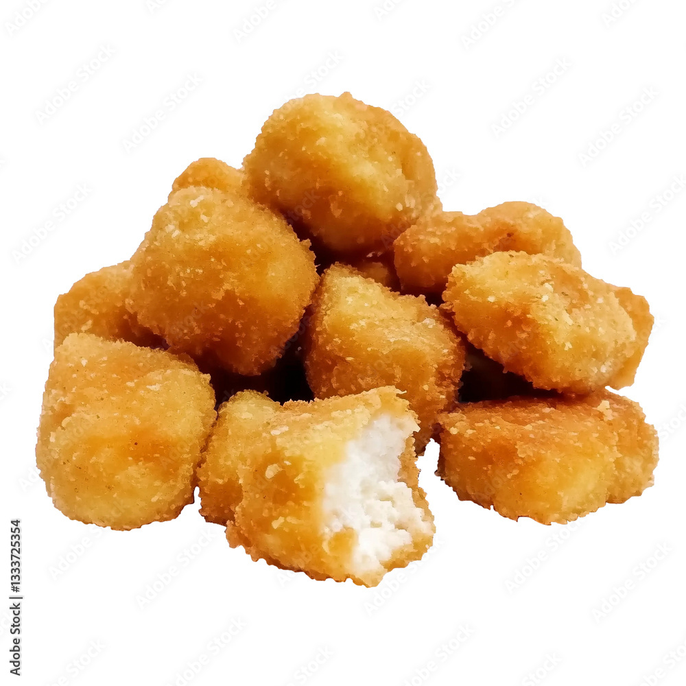 heap of fried chicken nuggets isolated on white background heap of fried chicken nuggets isolated on white background
