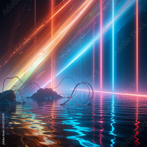 neon effect light above the water
