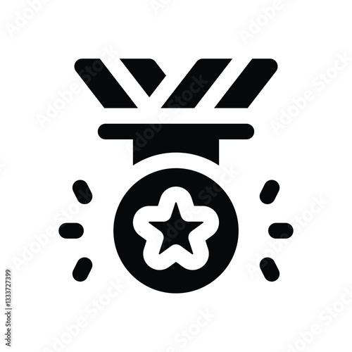 medal glyph icon. Strong and solid vector icon for websites, mobile interfaces, presentations, and visual branding. High quality and easy to edit.