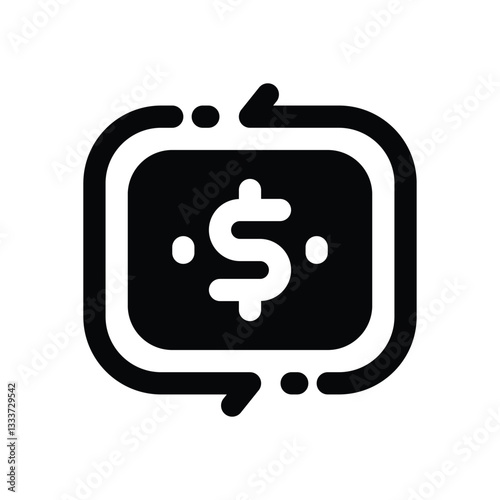 cashflow glyph icon. Strong and solid vector icon for websites, mobile interfaces, presentations, and visual branding. High quality and easy to edit.