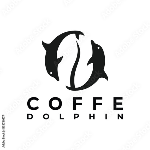 Dolphins and coffee abstract logo designs