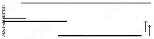 Horizontal black lines of varying lengths with upward arrows on one end symbolize growth, hierarchy, direction, and progress. Ideal for business, strategy, education, planning, success motivation