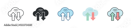 Cloud Data Icon Set Multiple Style Collection