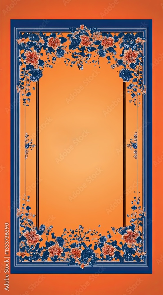 Obraz premium Orange background image with blue patterned edges