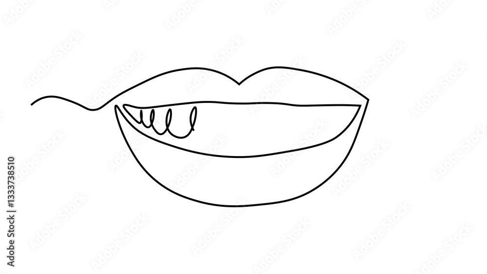 Abstract smile, lips, teeth, Self drawing animation one continuous line draw, logo Abstract smile, lips, teeth, Self drawing animation one continuous line draw, logo