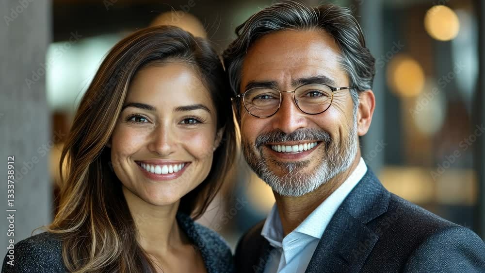 Smiling Business Couple Portrait: Success, Partnership, and Teamwork Smiling Business Couple Portrait: Success, Partnership, and Teamwork