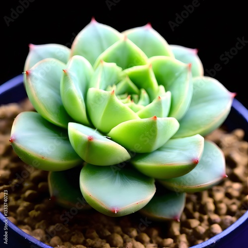 Closeup of a Green Succulent Plant in a Pot photo