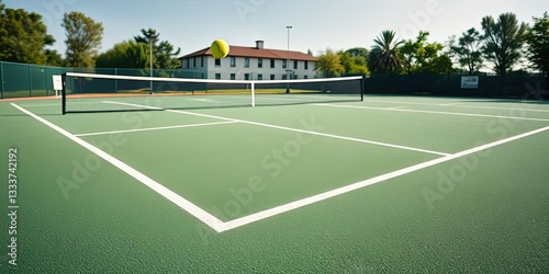 Wallpaper Mural Green Tennis Court with Ball in Air Outdoor Sports Recreation Torontodigital.ca