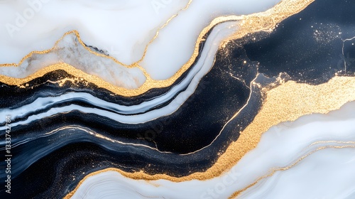Abstract black marble Texture background with golden