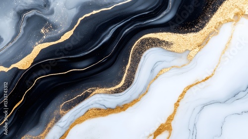 Abstract black marble Texture background with golden