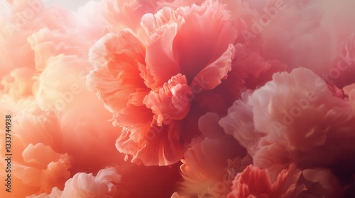 Obraz na płótnie Soft Pink and Coral Floral Background with Dreamy Petals and Light w salonie