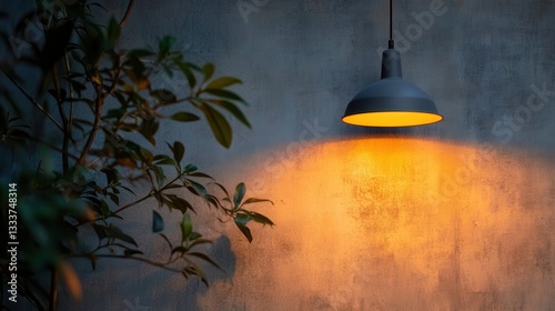 Stylish Pendant Light Casting Warm Glow on Textured Wall