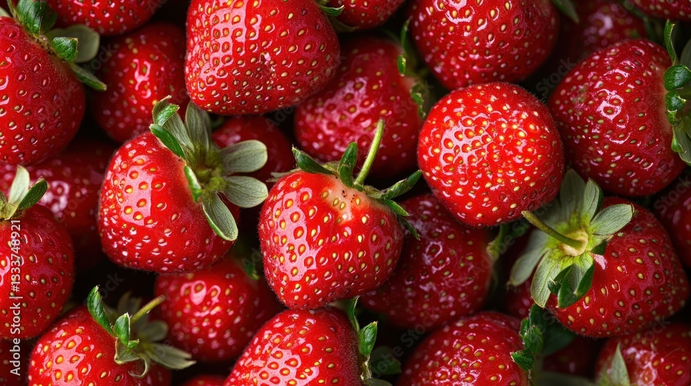 A Close Up Image Showing Many Ripe Strawberries A Close Up Image Showing Many Ripe Strawberries