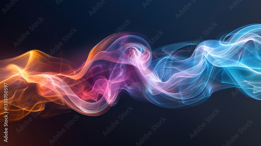 Obraz premium Abstract Colorful Smoke Waves: A Symphony of Hues and Forms