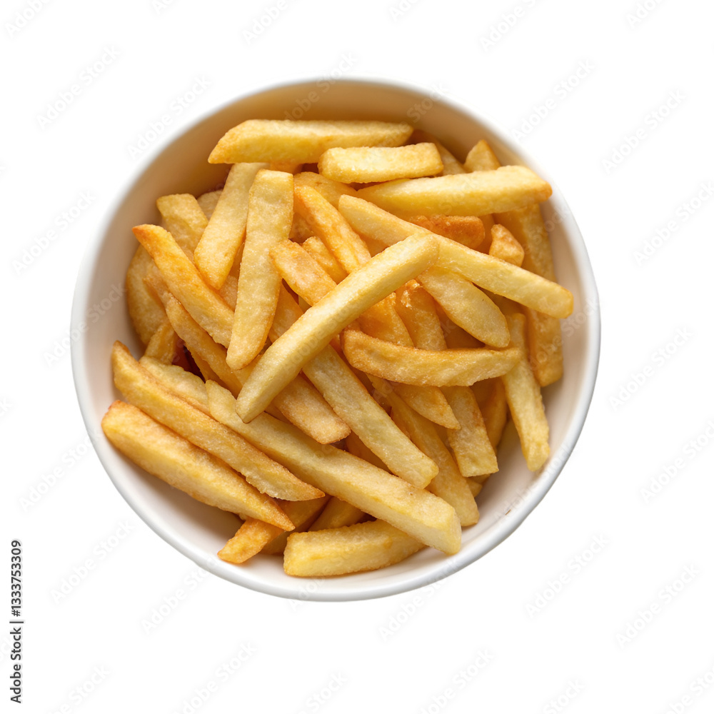 French fries in bowl isolated on transparent background French fries in bowl isolated on transparent background