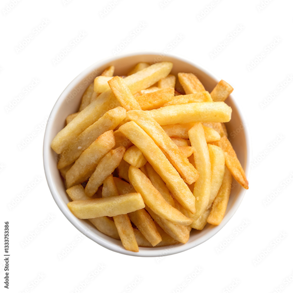 French fries in bowl isolated on transparent background French fries in bowl isolated on transparent background