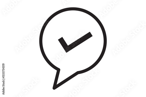 This minimalist checkmark icon clearly conveys approval or completion, making it ideal for design projects, bullet lists, or status indicators, ensuring clarity and simplicity in visual communication